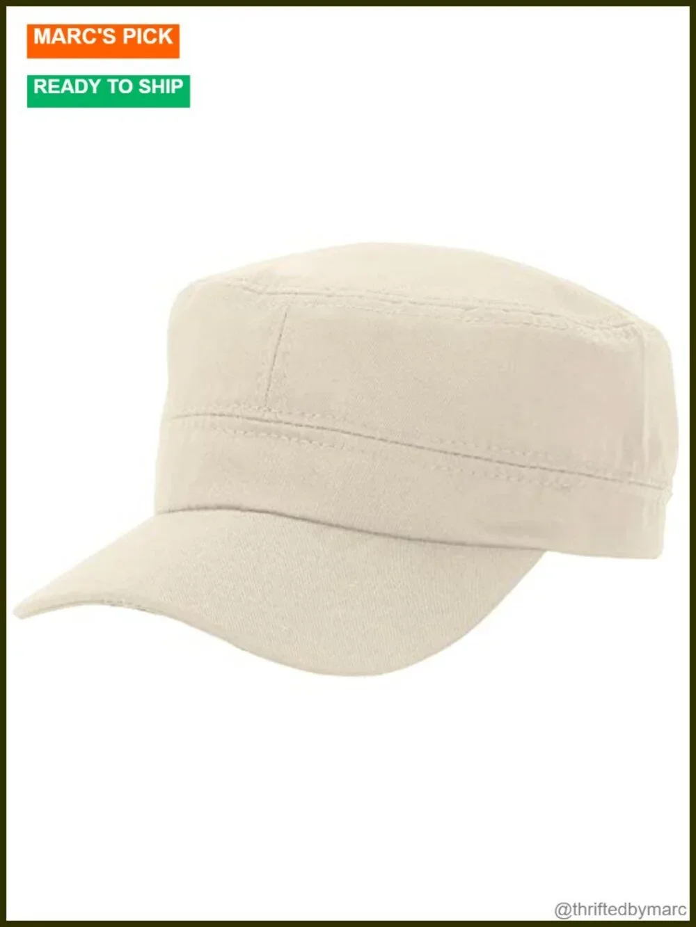 2 Pack Cotton Adjustable Military Cadet Caps for Men - Classic Flat Top